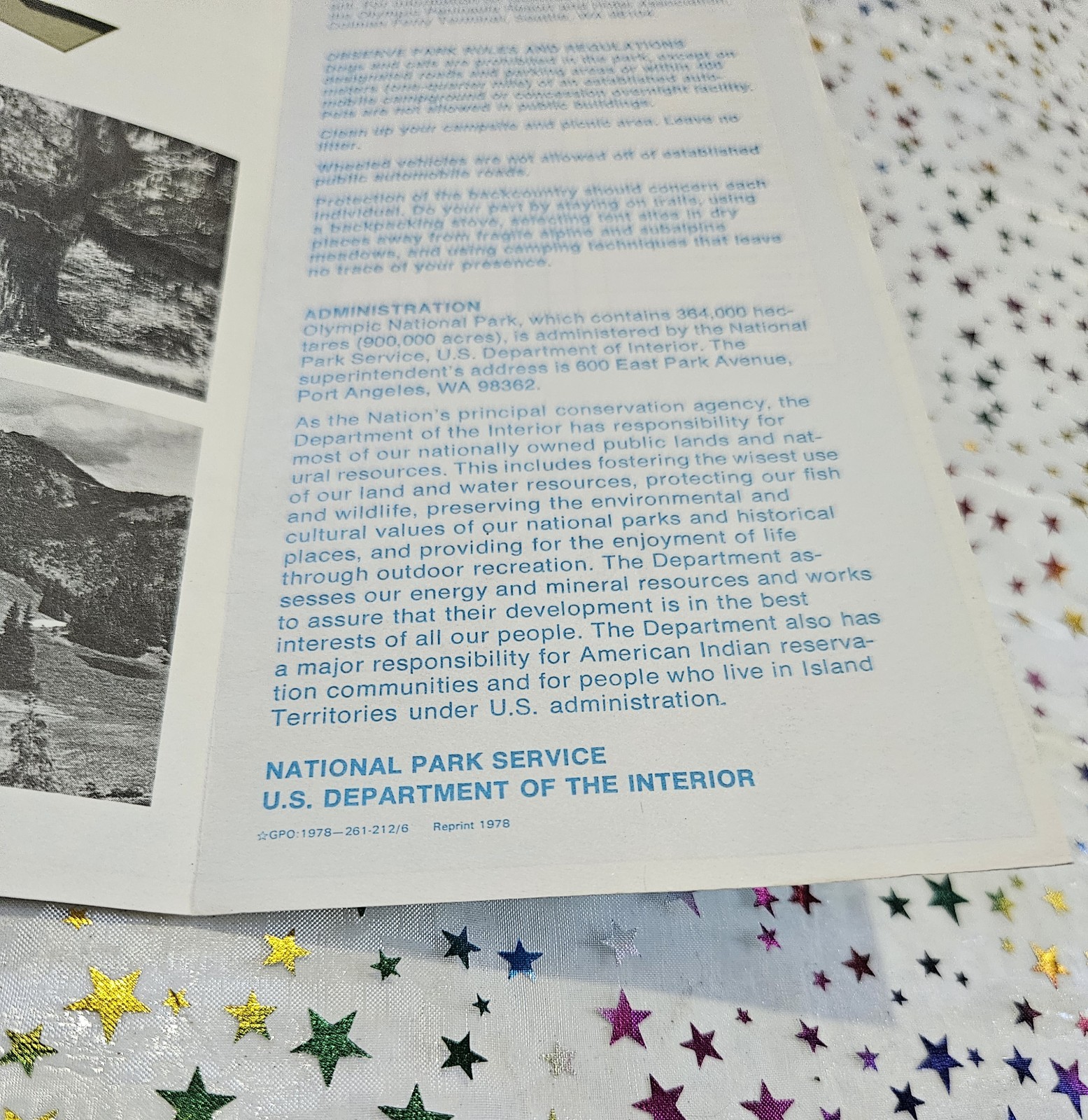 Vintage 1978 Olympic National Park Washington Travel Brochure Pamphlet Tourism