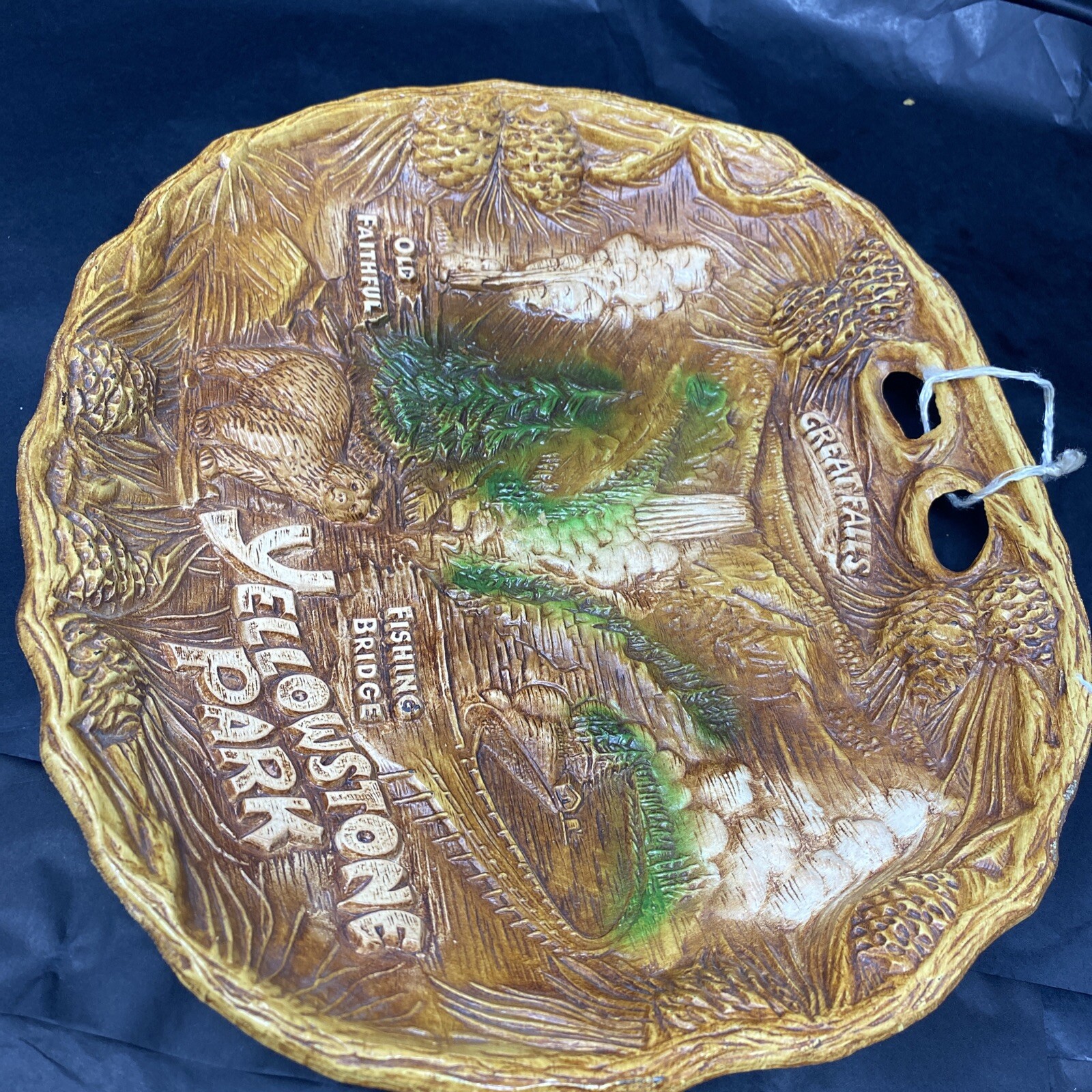 Vintage Taco Yellowstone Park Souvenir Plate Bowl 3D Retro Cabin Decor