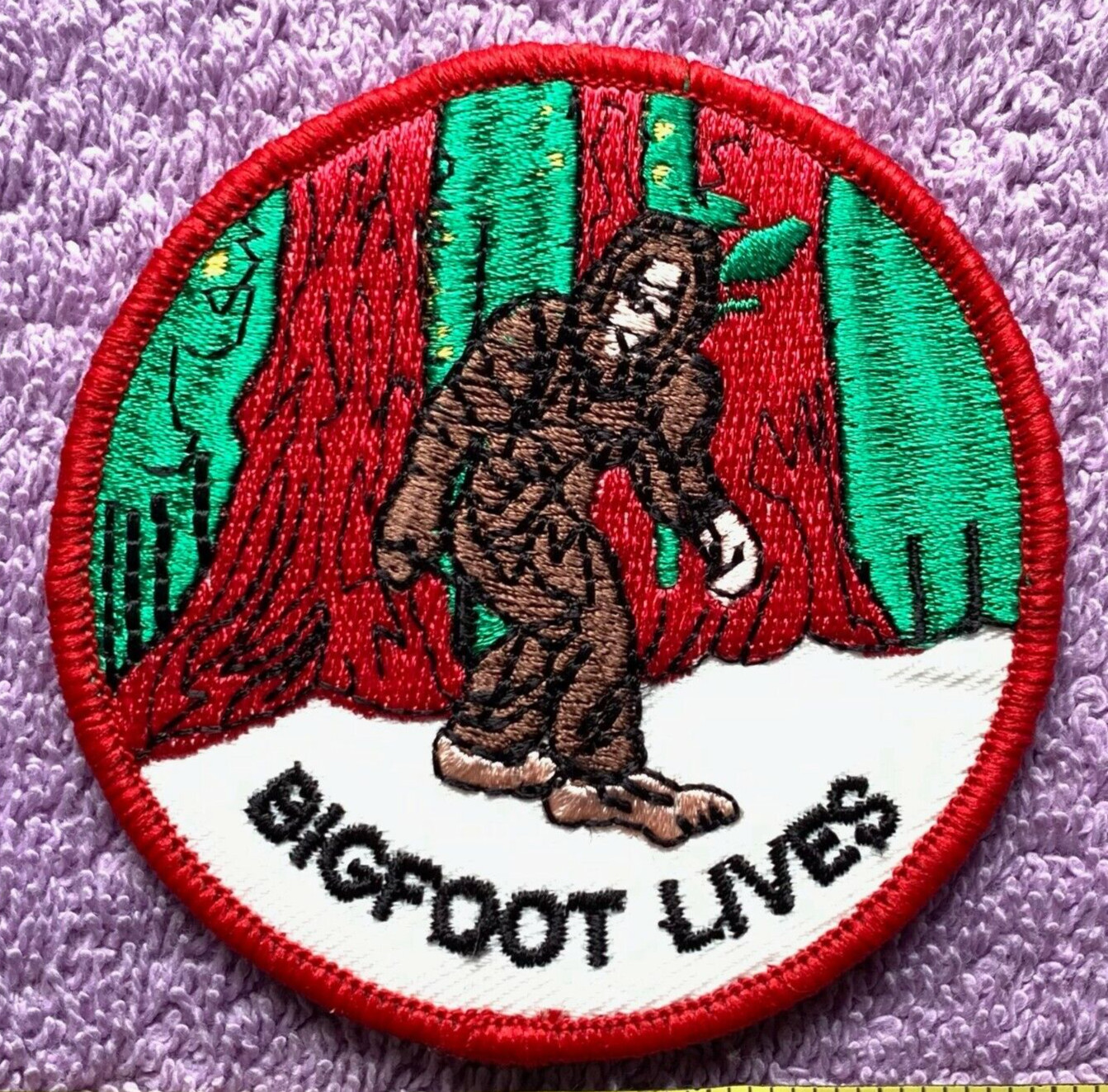Vintage Bigfoot Lives Sasquatch Embroidered Sew On Collectors Patch
