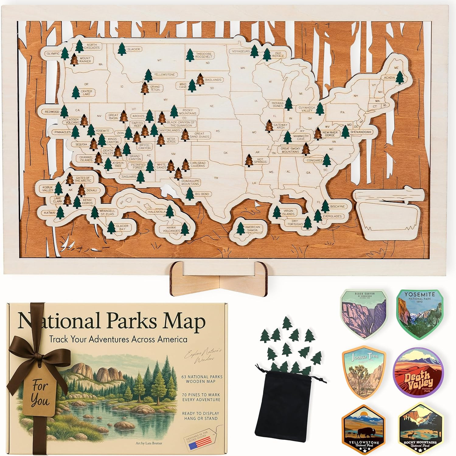 USA National Parks Map – Travel Tracker with Checklist, Pins & Stickers