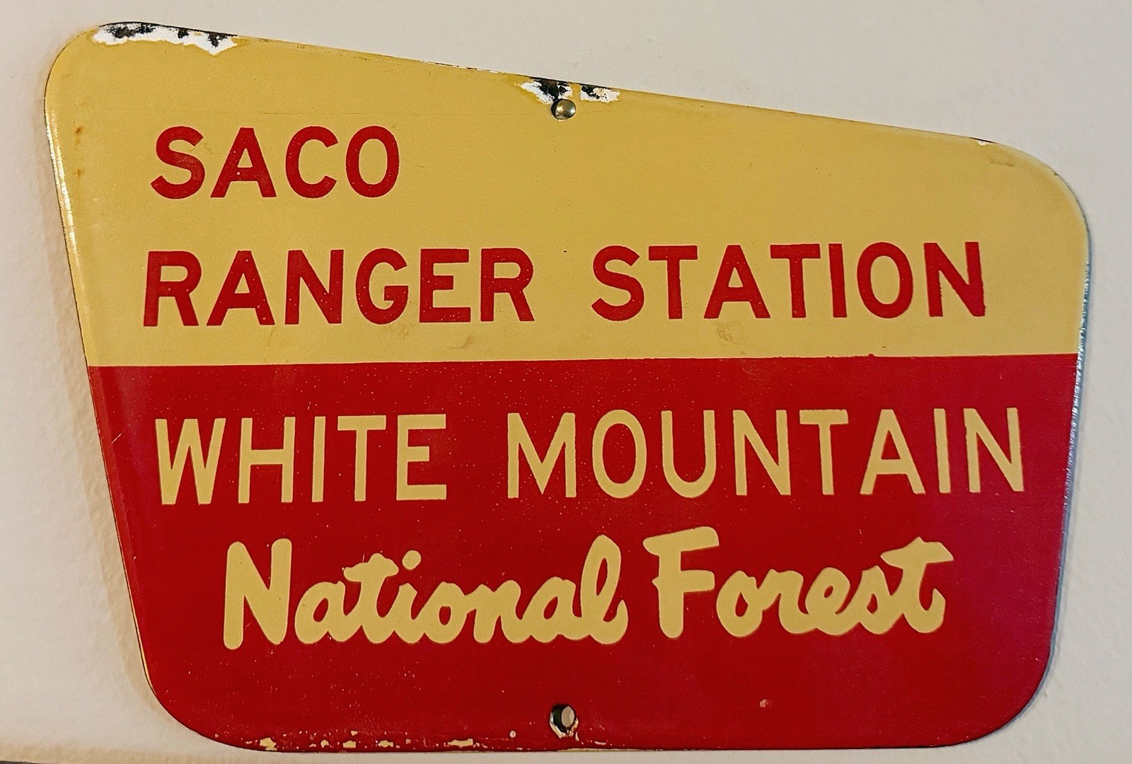 Vintage Porcelain US Forest Service Sign Saco Ranger Station White Mountain NH