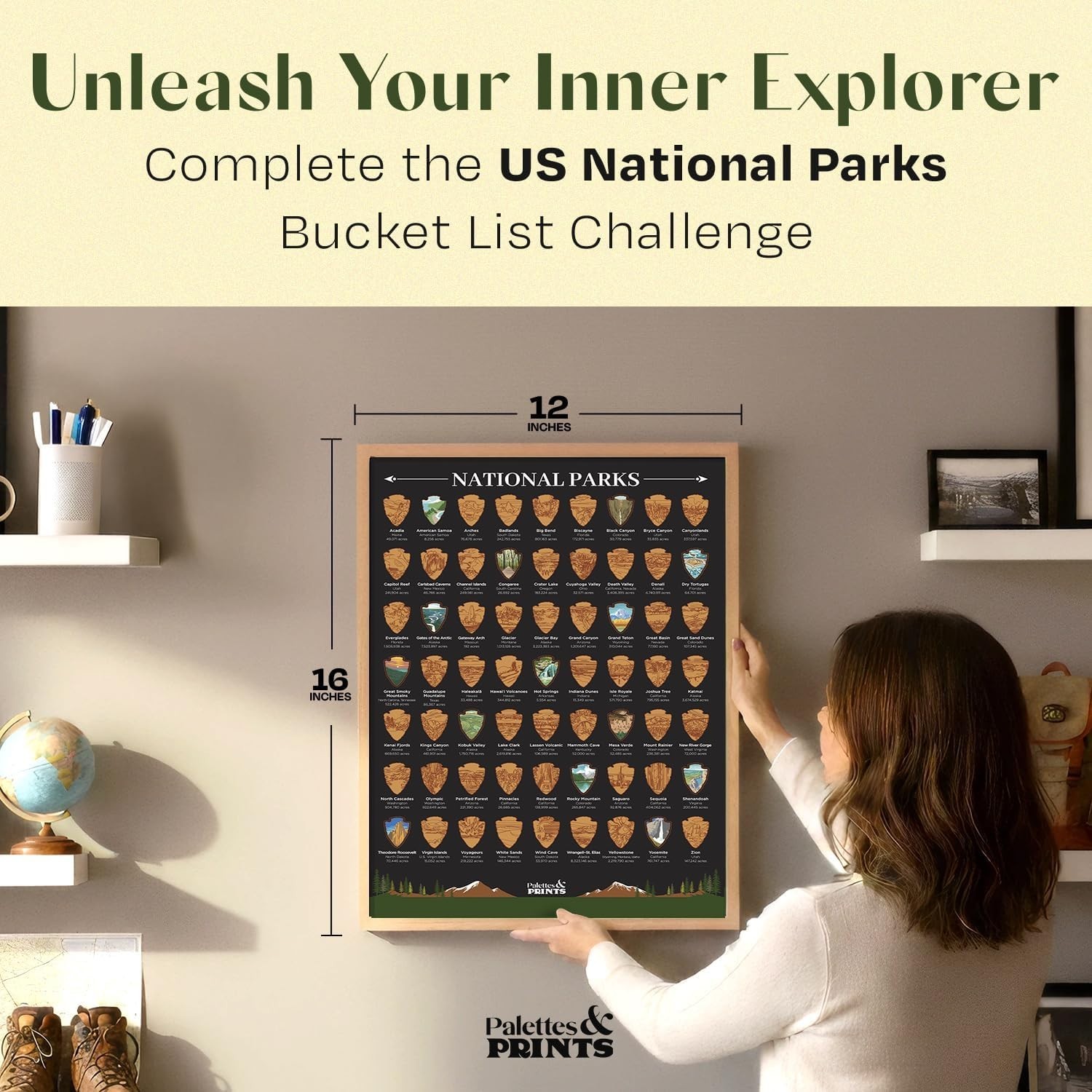 Framed National Parks Scratch Off Poster – National Park Gifts – National Pa…