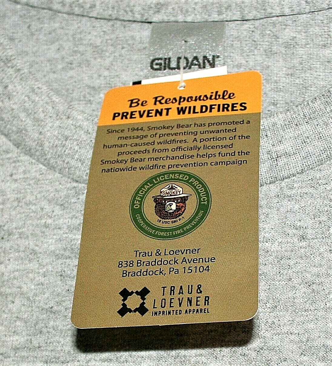 Smokey The Bear Says Keep It Green Gray T-Shirt New NOS Size LG