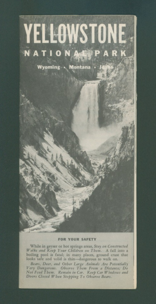 YELLOWSTONE National Park Vintage 1962 Fold-Out Brochure & Map