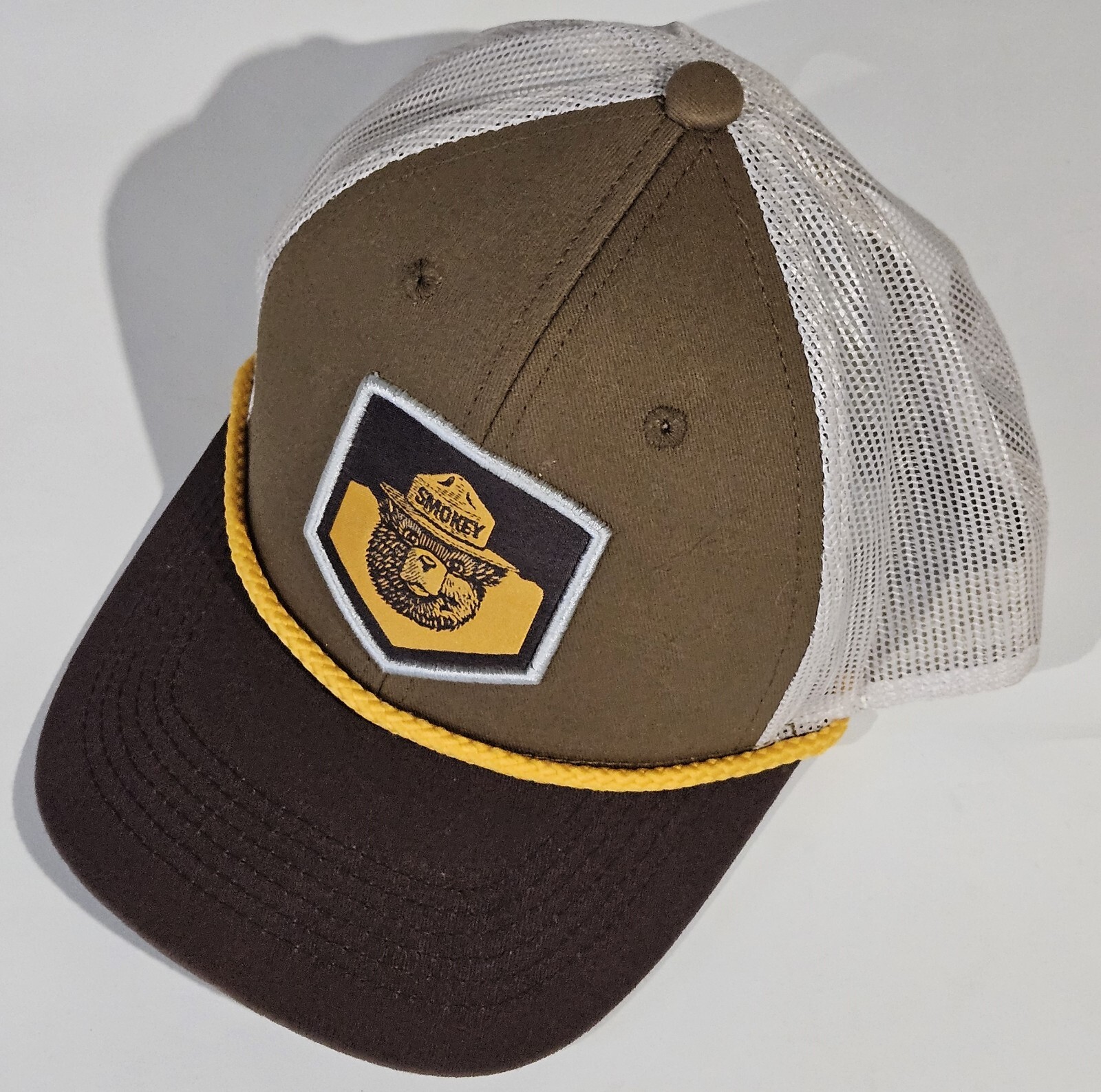 Smokey Bear Logo Face Brown/Yellow Forest Fire Prevention Trucker Hat Official