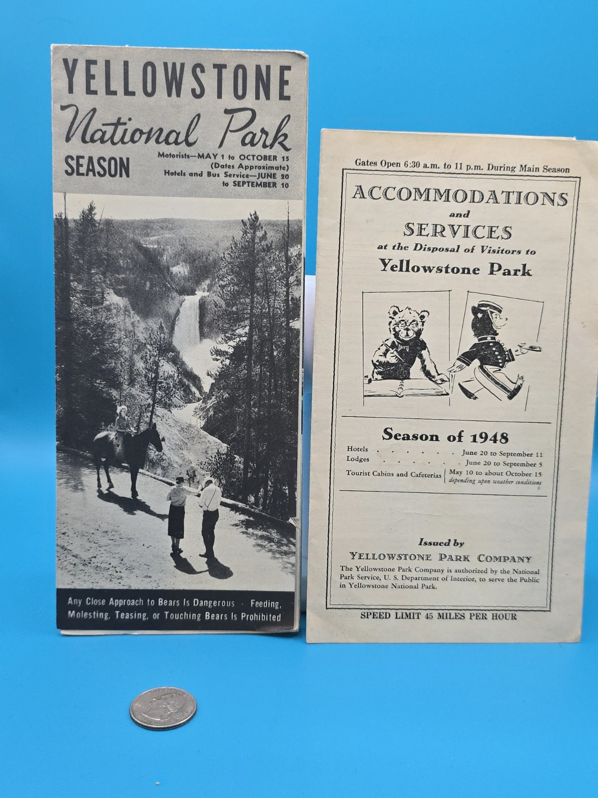 VINTAGE 1947 & 1948 YELLOWSTONE NATIONAL PARK BROCHURE LOT Official Travel…