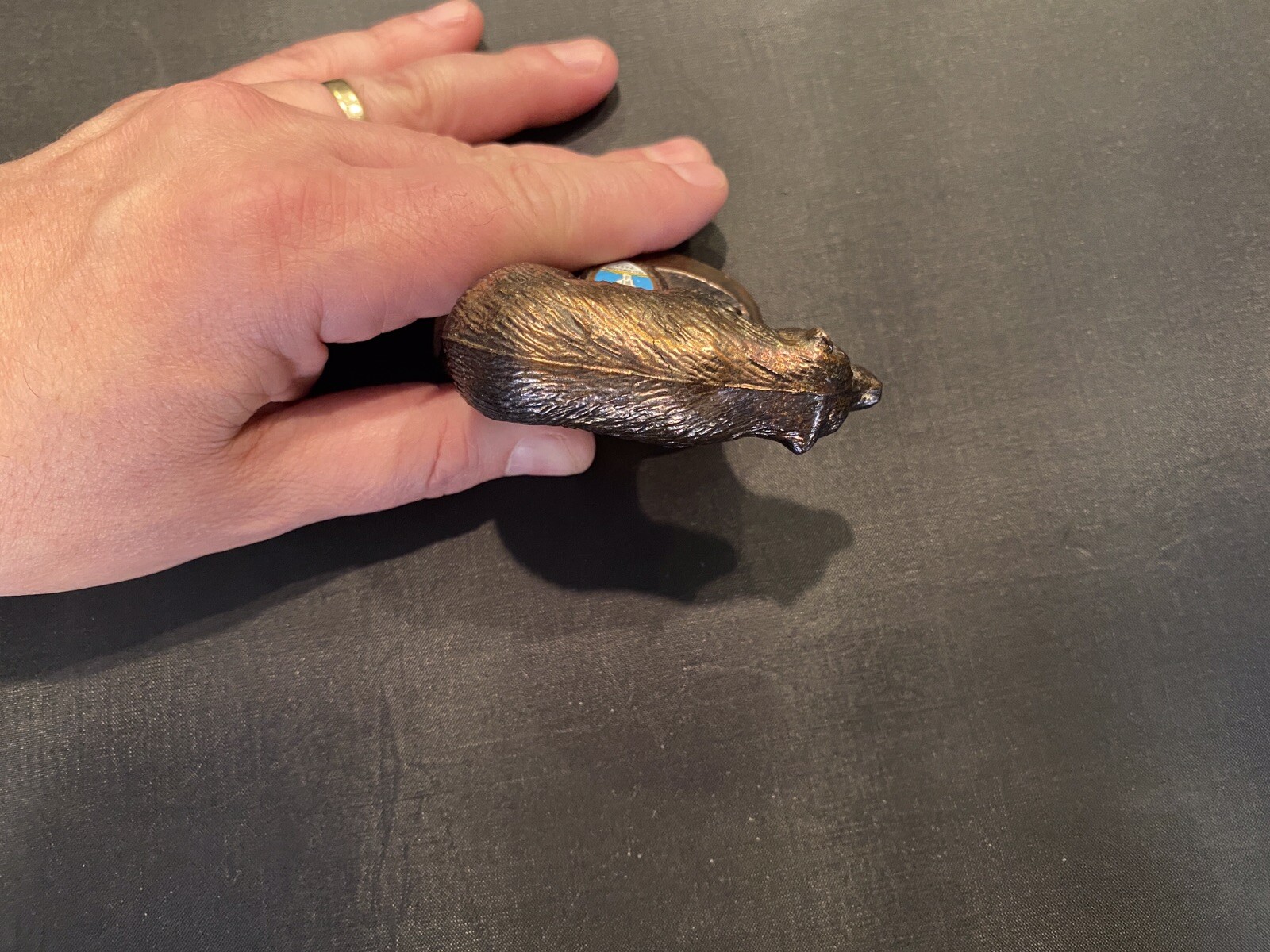 Vintage Yellowstone National Park Grizzly Bear Souvenir Copper Old Faithful Old