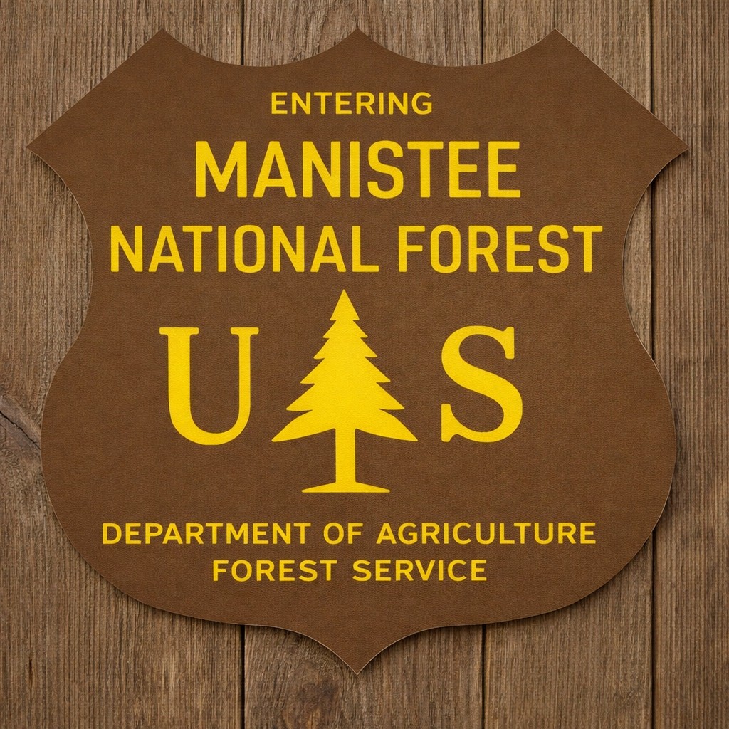 Entering Manistee National Forest Sign US Department Agriculture Lake Michigan
