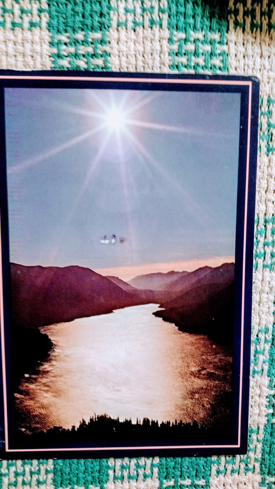 BEAUTIFUL CHROME STYLE POST CARD AERIAL VIEW LAKE CRESCENT WASHINGTON