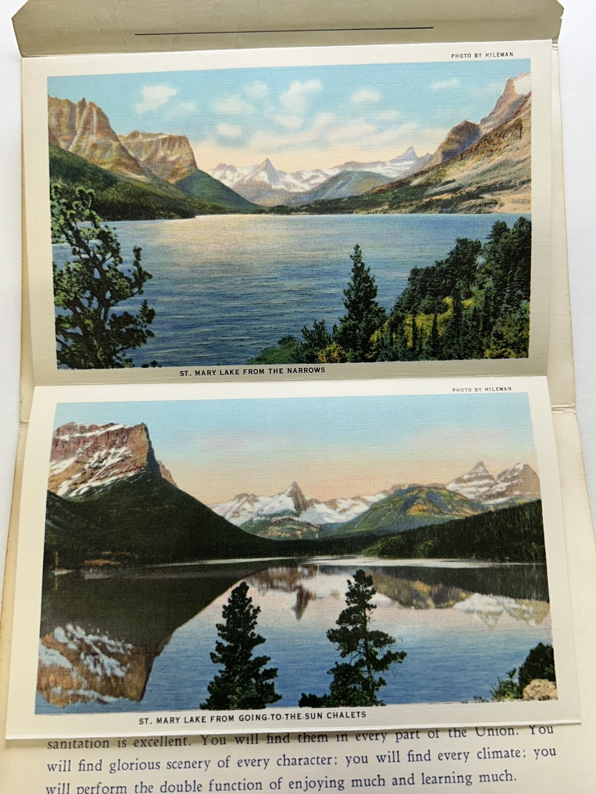 Vintage Glacier-Waterton National Parks Linen Postcard Folder