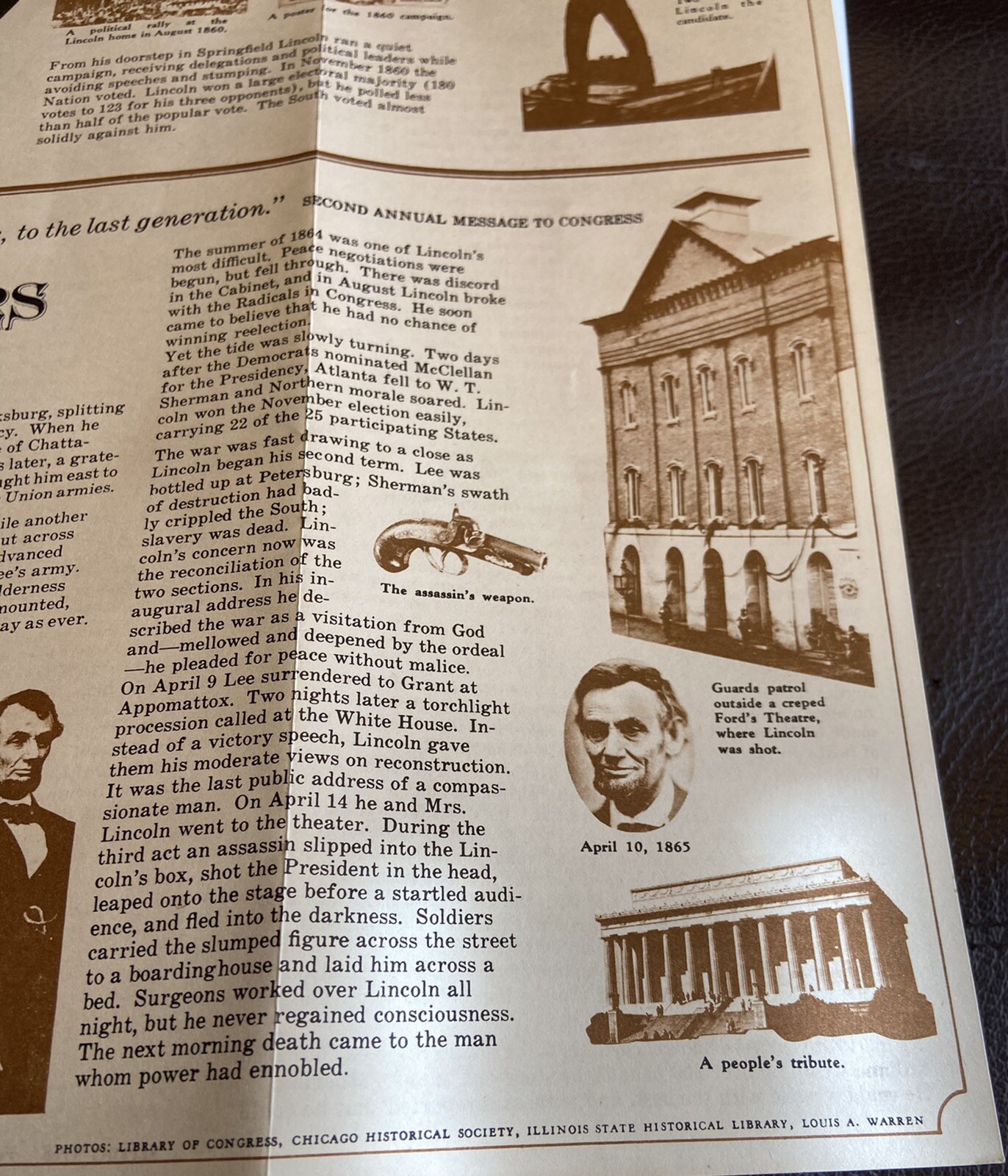 Vintage 1968 Lincoln Boyhood National Memorial Musuem Brochure