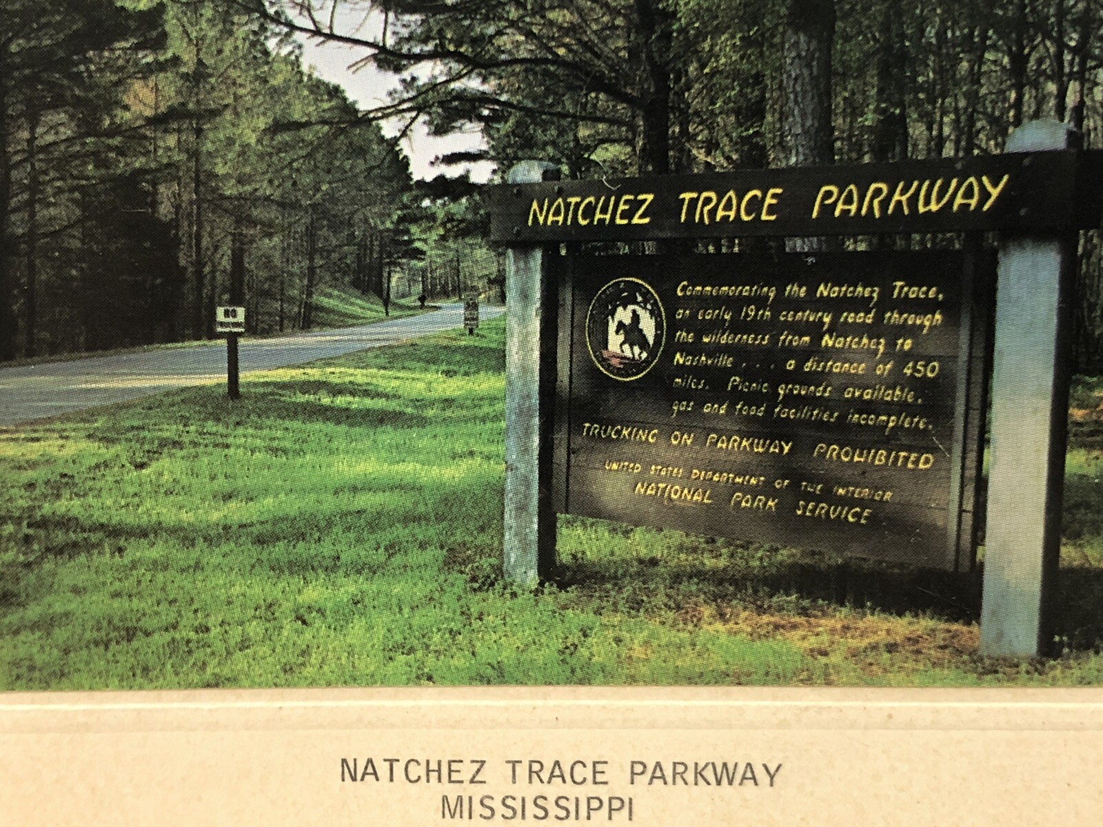 Vintage NATCHEZ TRACE PARKWAY Mississippi National Park Folding Card
