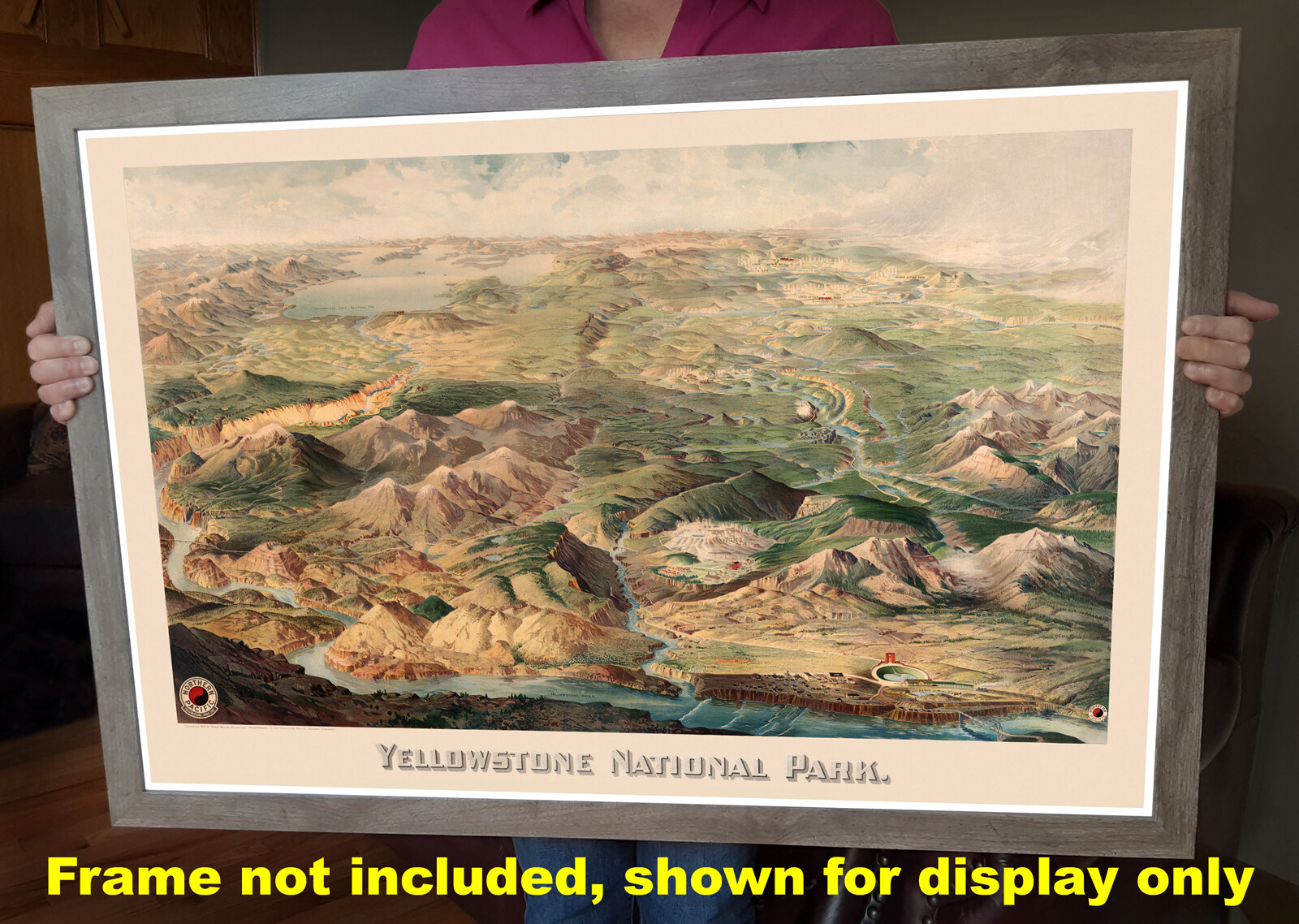 Yellowstone National Park 1904 Map Northern Pacific RR Vintage Poster