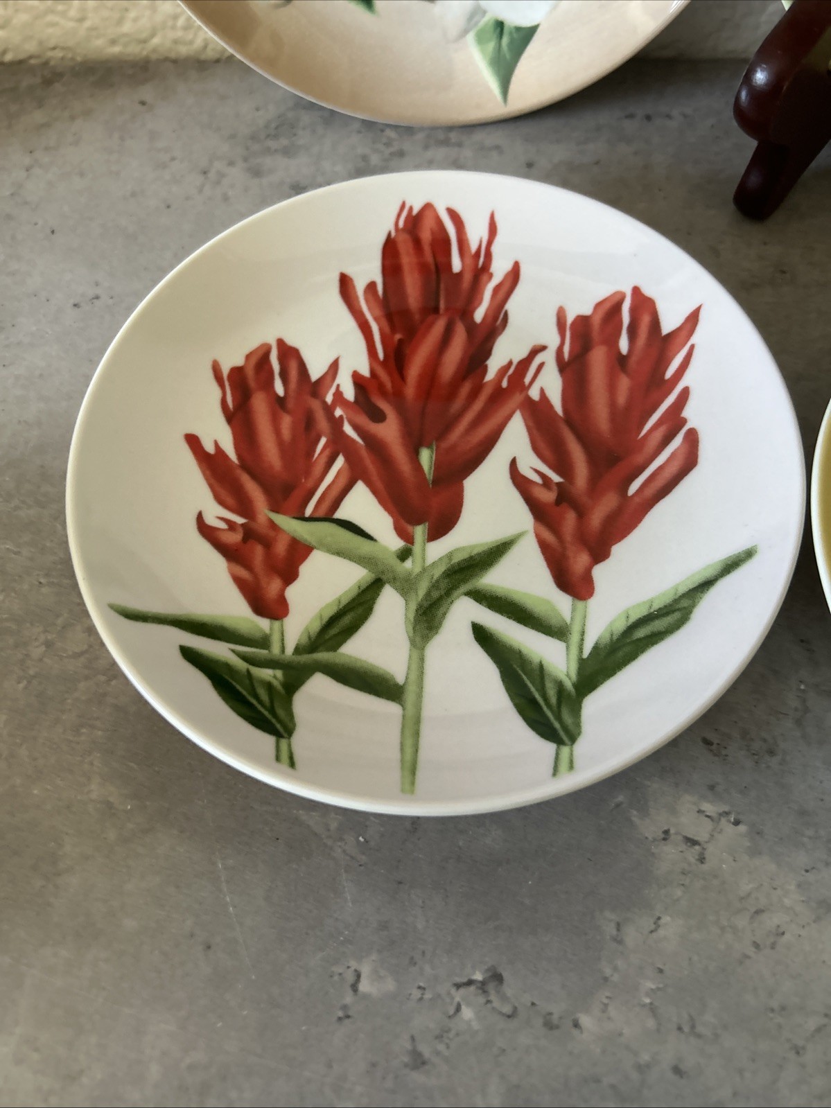 Set of 4 Yosemite Floral 6″ Dessert Plates Parks-Resorts Poppies-Lupin-Dogwood