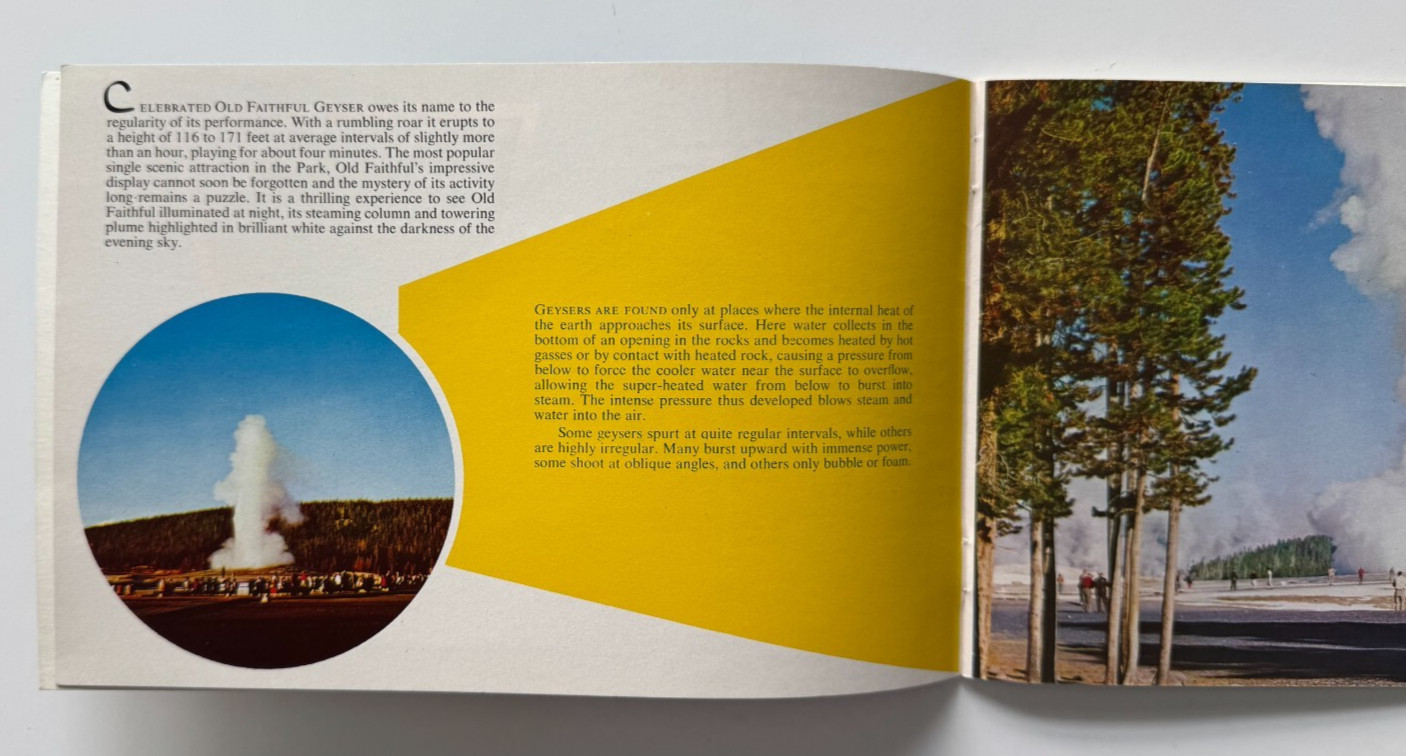 Vintage ca 1950s Yellowstone National Park Souvenir Booklet color illustrated