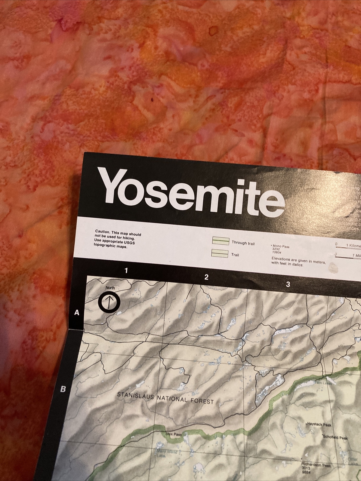 1988 Reprint Yosemite National Park Guide Map Double Sided 17 X 24 Inches