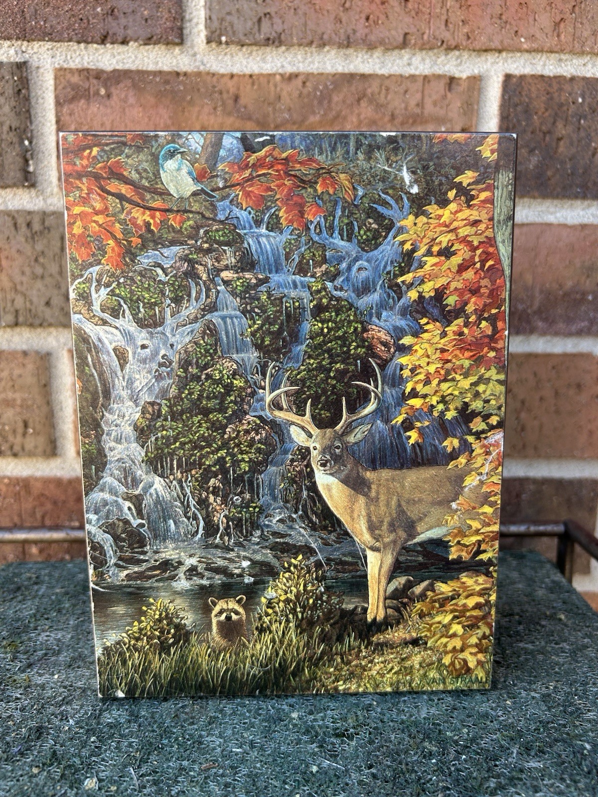 VTG Yellowstone Souvenir Wooden Box J Van Straalen Artwork Wildlife Park Rustic