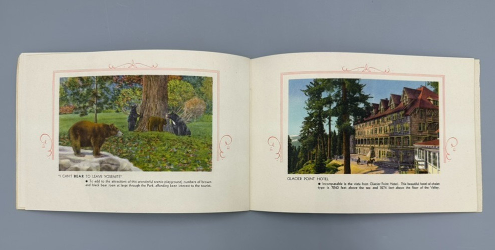 c 1940 YOSEMITE NATIONAL PARK Illustrated TRAVEL SOUVENIR Brochure Vintage