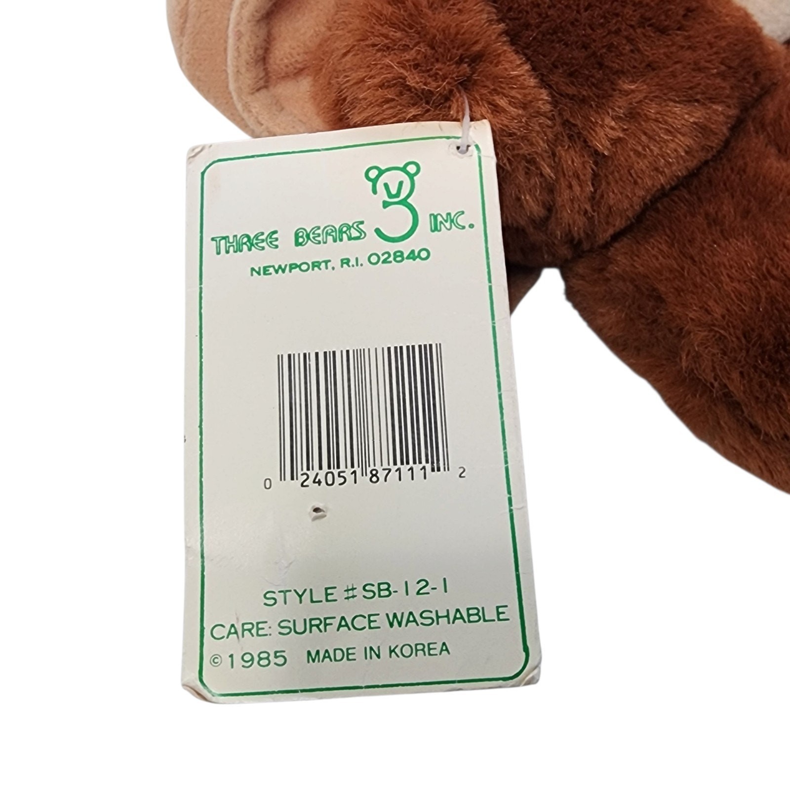 Vintage Smokey The Bear Plush Toy With Original Hang Tag 1985 Three Bears Inc
