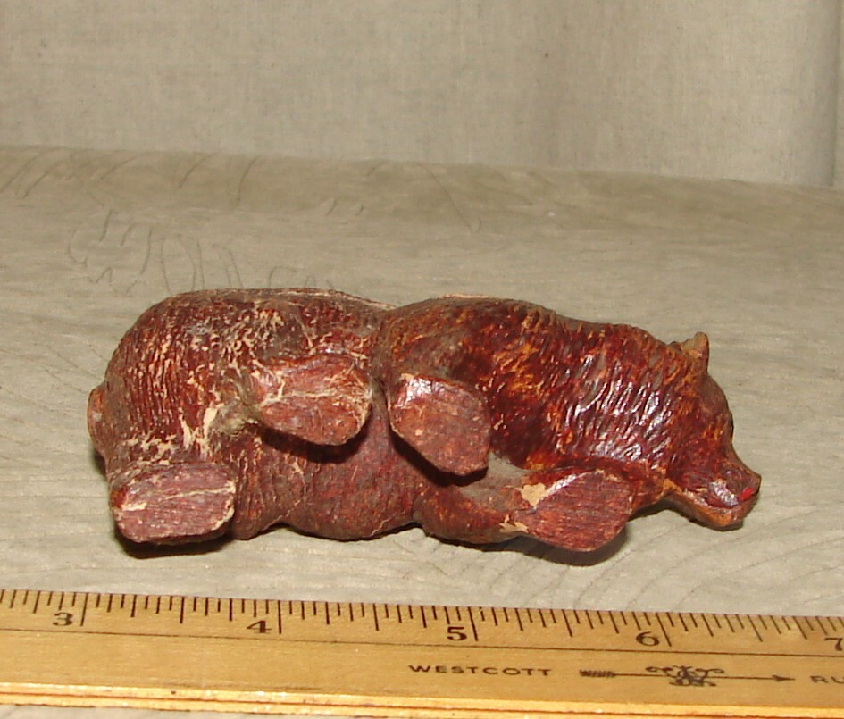 Vtg Yellowstone Park Grizzly Bear Composition Figurine +Salt Pepper Shakers 1948