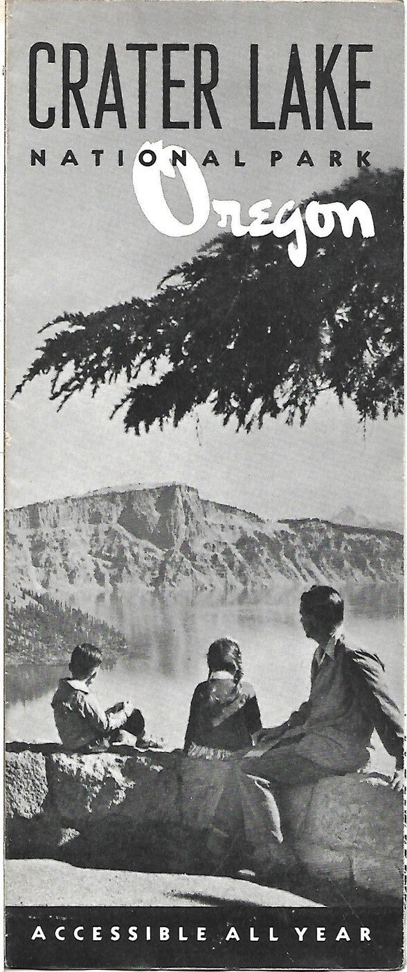 Official 1948 Map Brochure CRATER LAKE NATIONAL PARK Oregon Fire Lookouts Trails