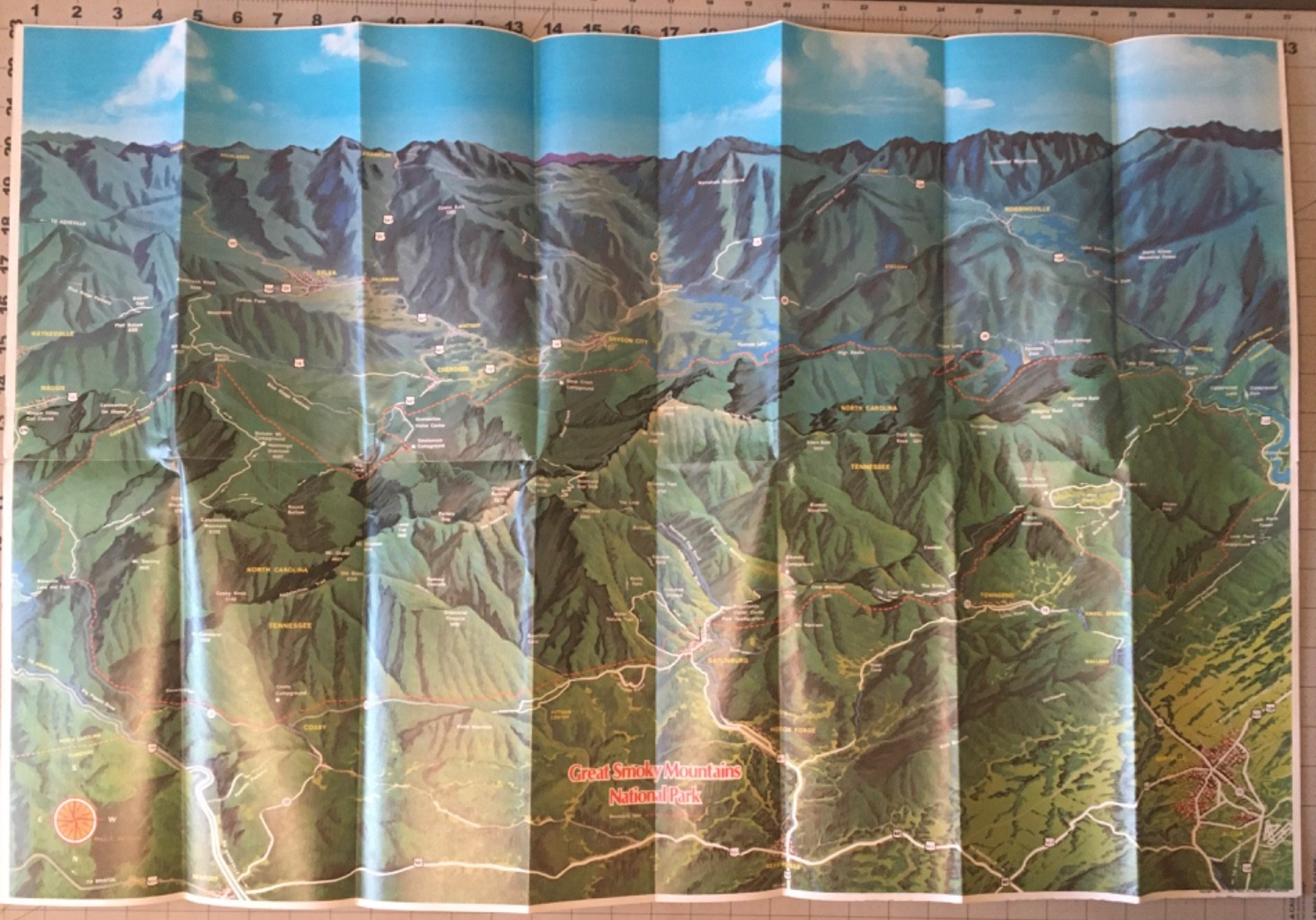 1980 Pictorial Map Great Smoky Mountains National Park NC TN