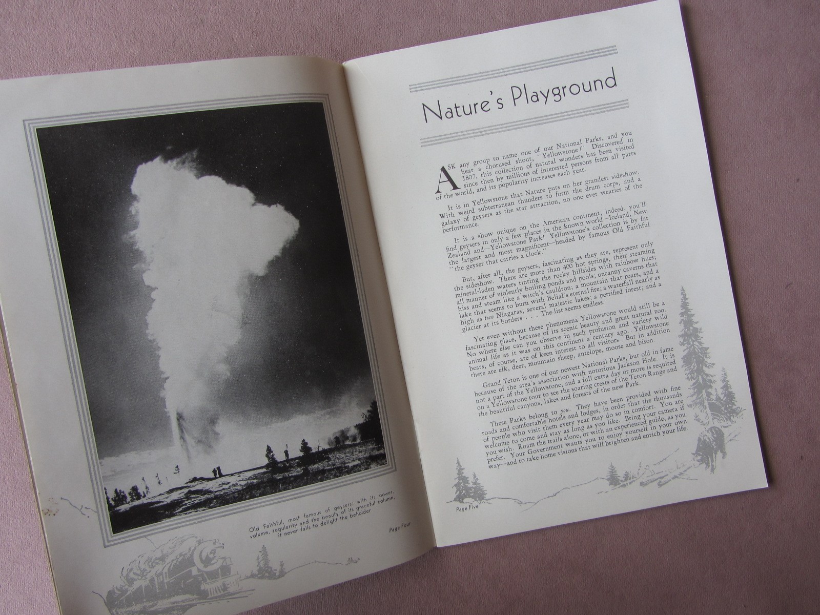 Vtg 1930s Yellowstone & Grand Teton Picture Book – Union Pacific RR Photos Maps