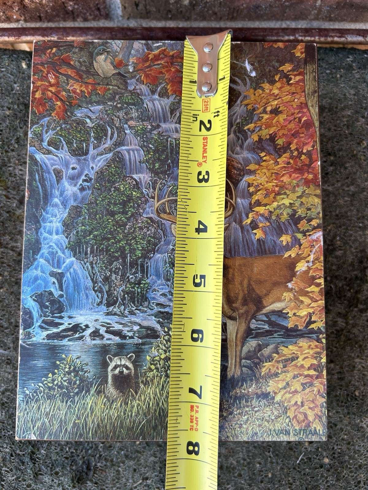 VTG Yellowstone Souvenir Wooden Box J Van Straalen Artwork Wildlife Park Rustic