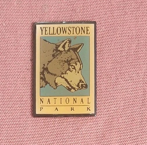 Vintage Yellowstone National Park Gray Wolf Face Profile Head Souvenir Lapel Pin