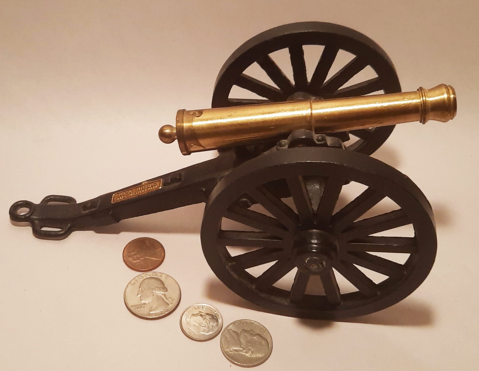 8″ PEA RIDGE national military park vtg cast iron toy cannon paperweight gun art