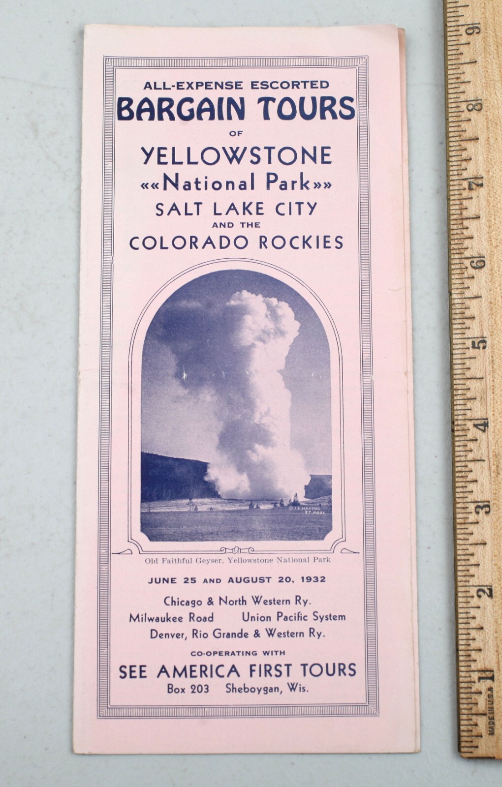 Rare 1932 Bargain Tours Brochure Yellowstone Salt Lake City Colorado Rockies