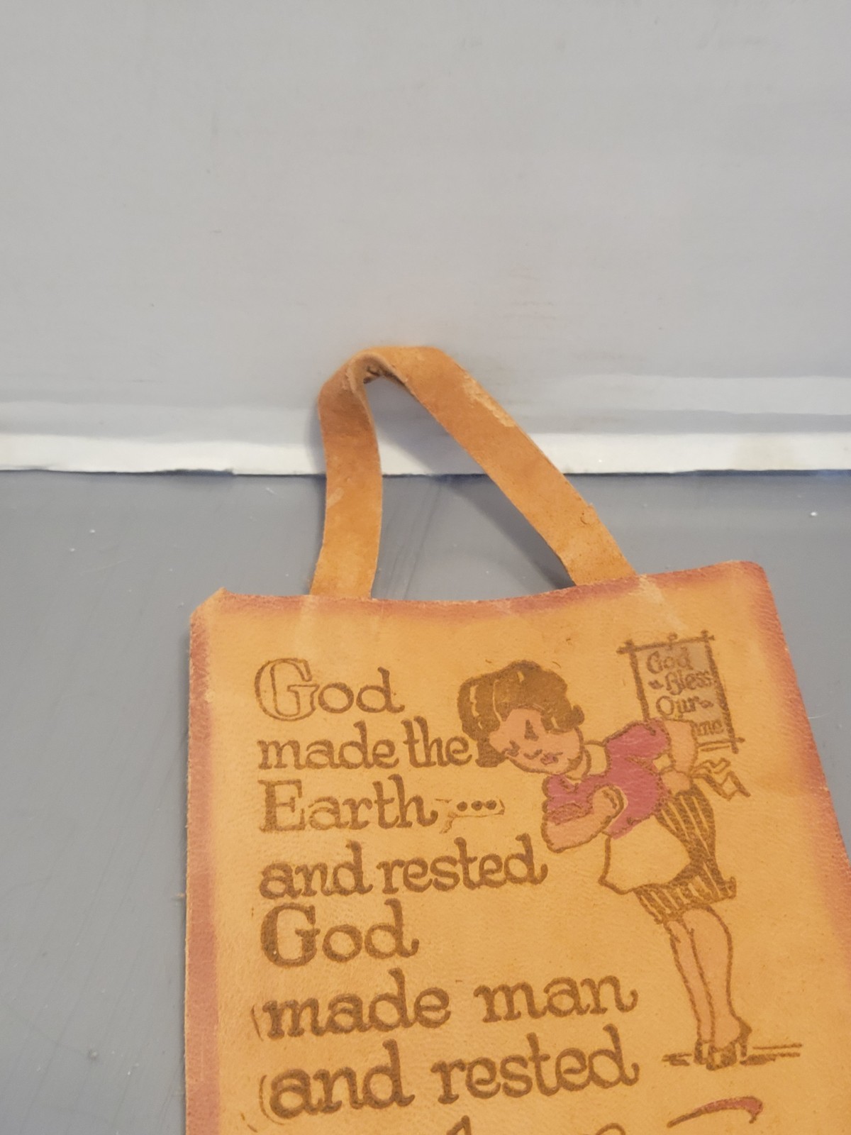 Vintage Yellowstone Park Leather Souvenir Door Hanging God Made The Earth…