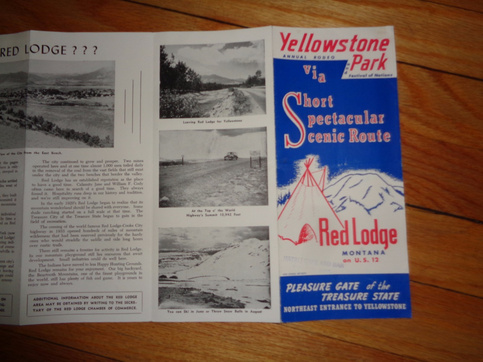 Yellowstone National Park Red Lodge Montana Brochure