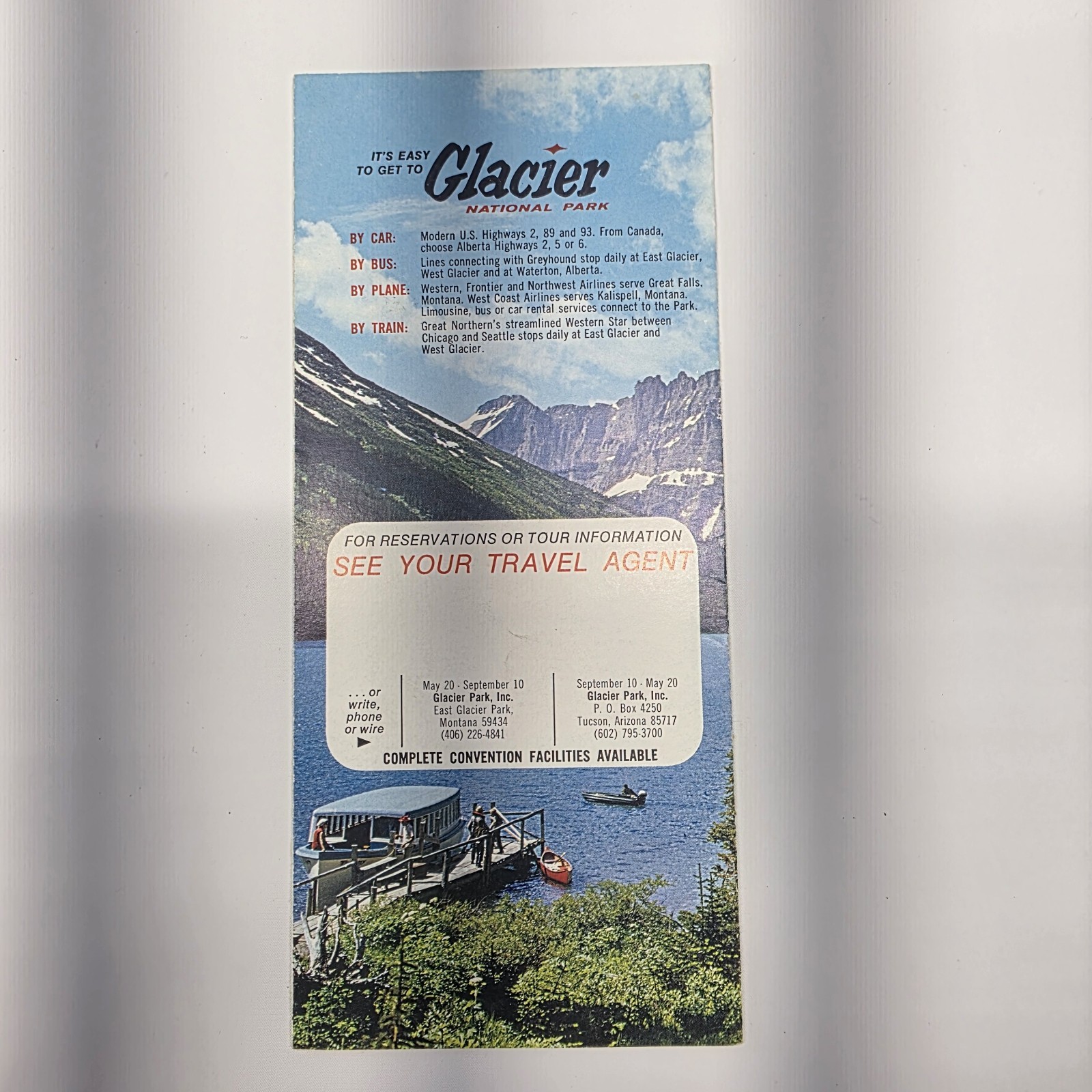 Glacier National Park Vintage 1960s Travel Brochure Scenic Guide Tourist Map
