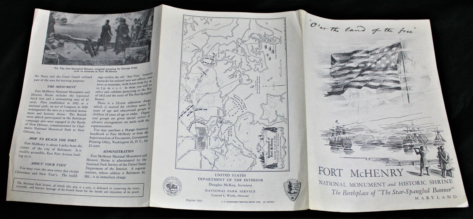 FORT McHENRY NATIONAL MONUMENT MARYLAND OFFICIAL SOUVENIR BROCHURE GUIDE 1955