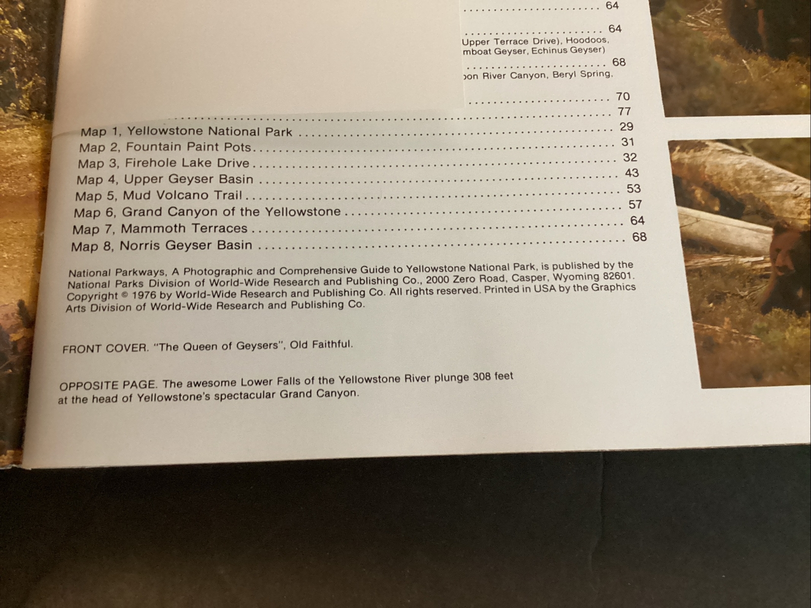 Vintage 1976 Paperback Yellowstone 12×9 National Parkways Guide To Yellowstone