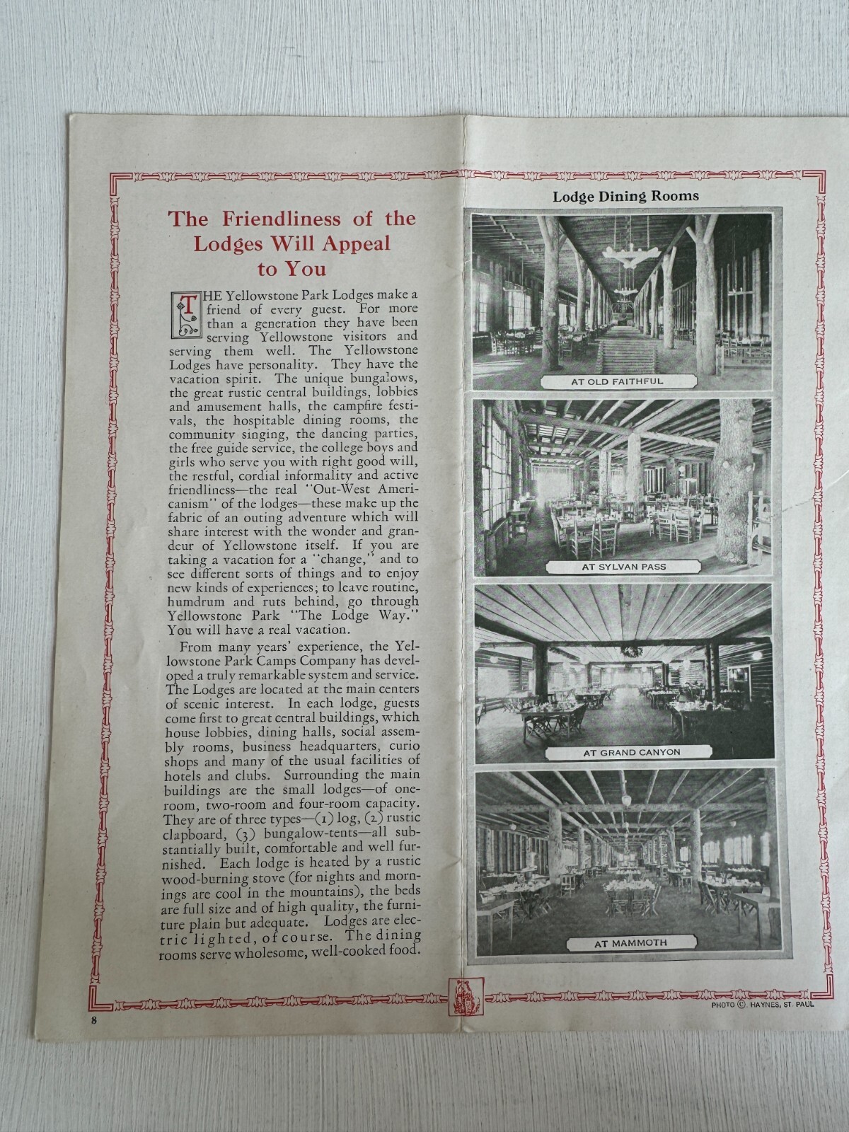 1920’s Yellowstone National Park Travel Brochure