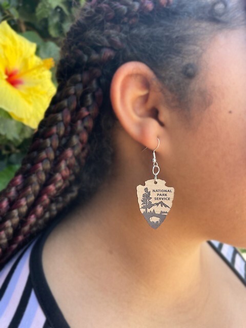 National Park Service Engraved Arrowhead Shape Earrings with Silver Hardware