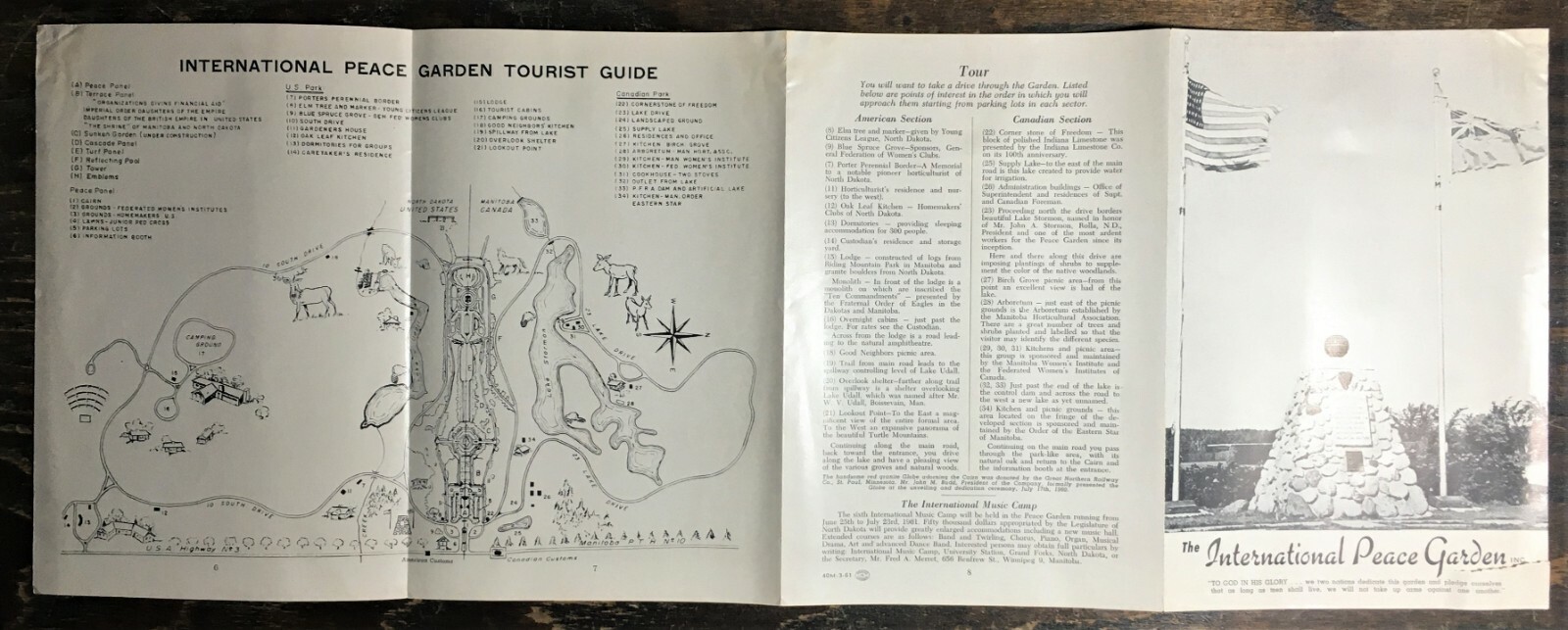 1961 International Peace Garden Visitors Guide with Map and Additional Insert