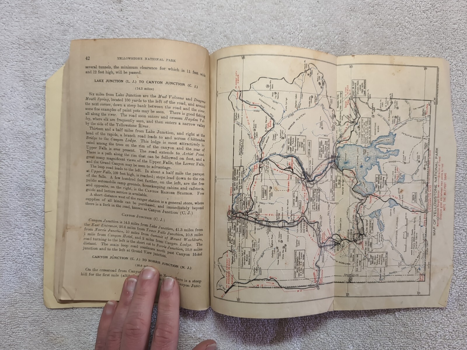 1930 Yellowstone National Park Circular Wyoming Department Interior Foldout Map