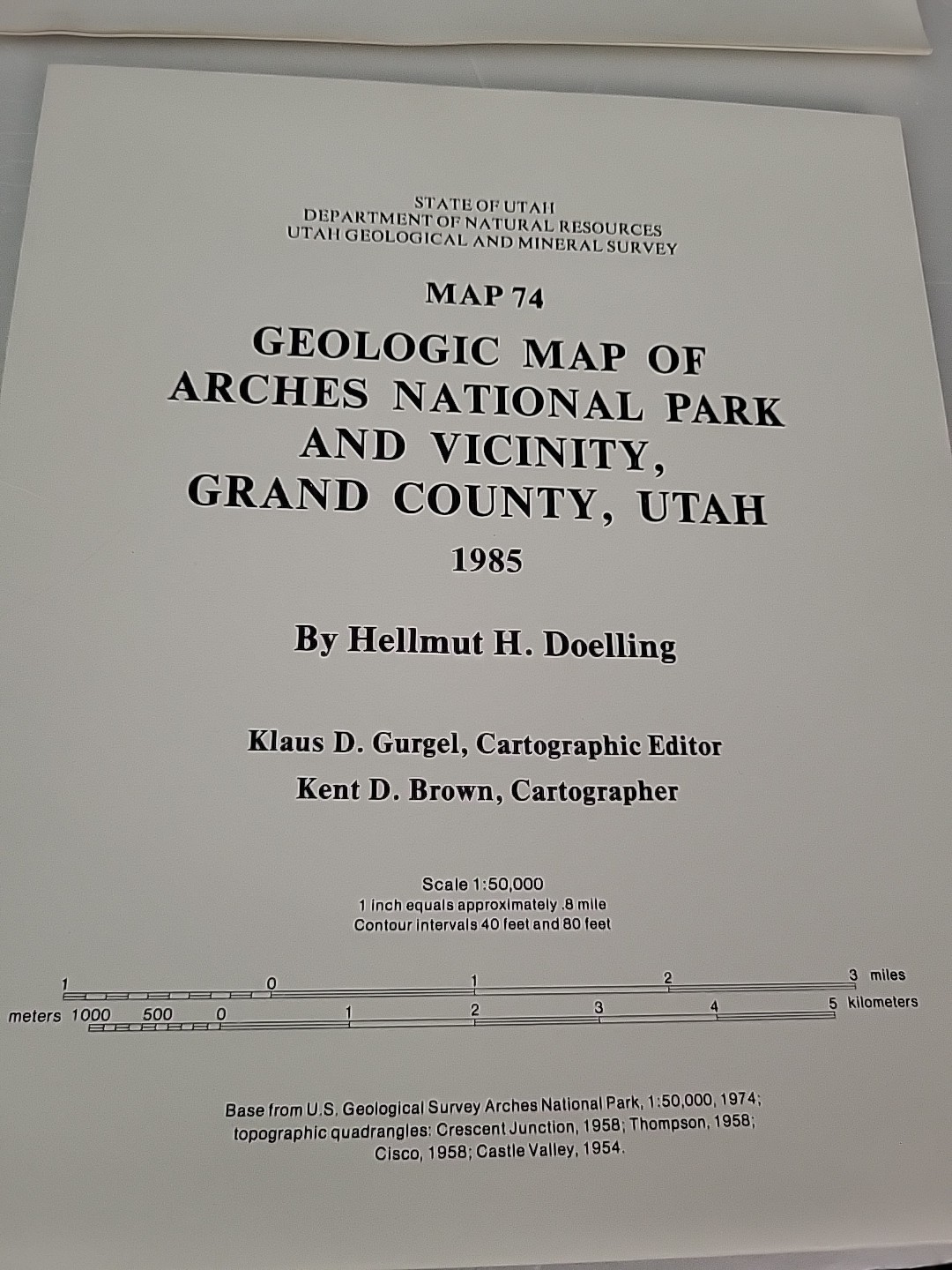1985 Geology Of Arches National Park Utah Geological And Mineral Survey