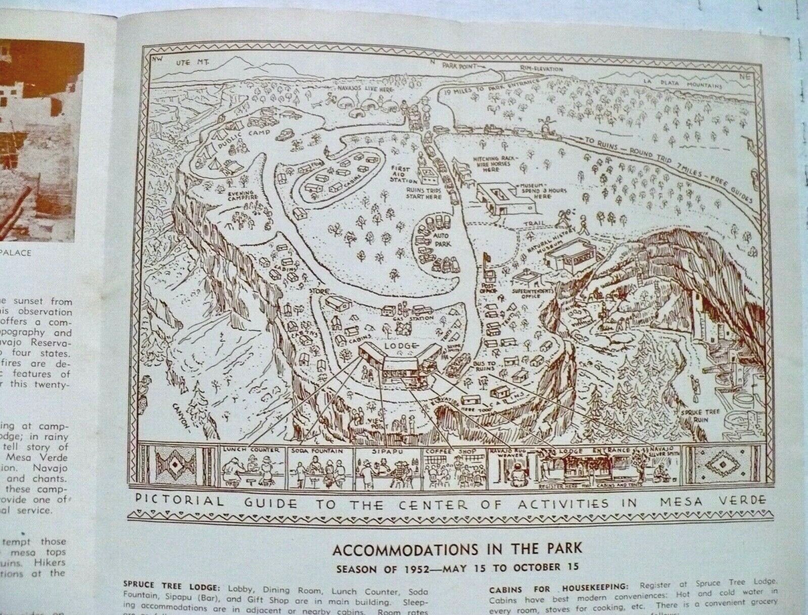 Vintage 1952 Map and Guide Mesa Verde National Park Excellent Condition