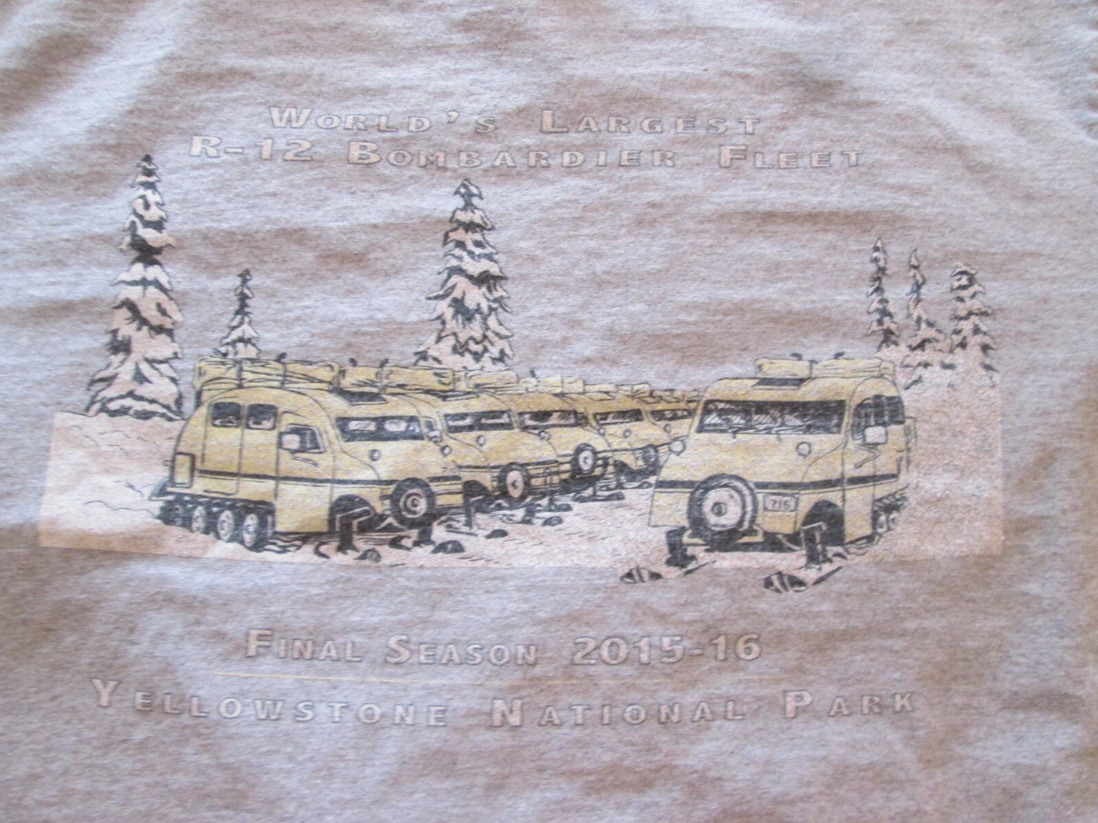 Yellowstone National Park Winter R-12 Bombardier Snowcoach T-Shirt 1965-2016