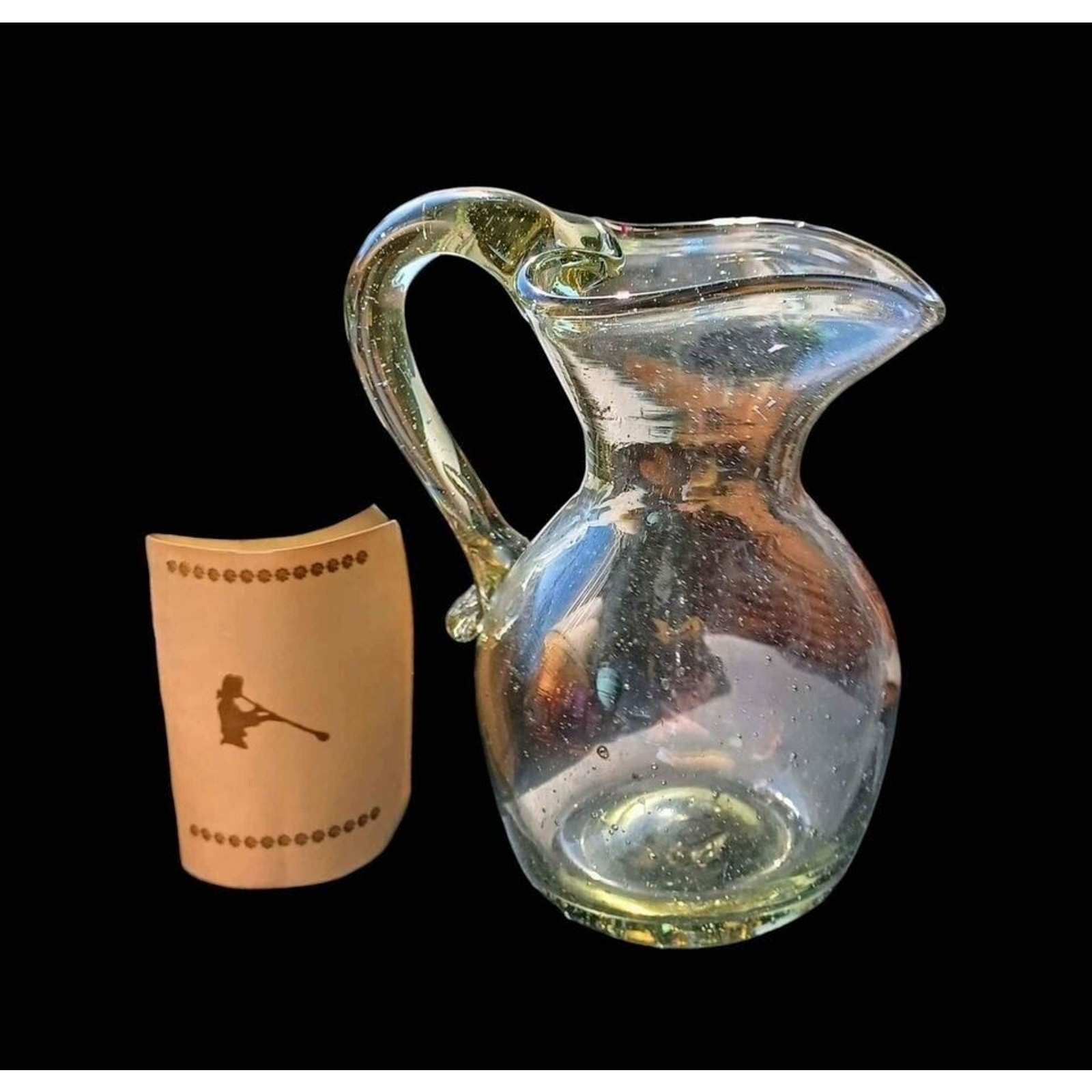 Vintage Handmade Glass Pitcher by Colonial National Historical Park Jamestown