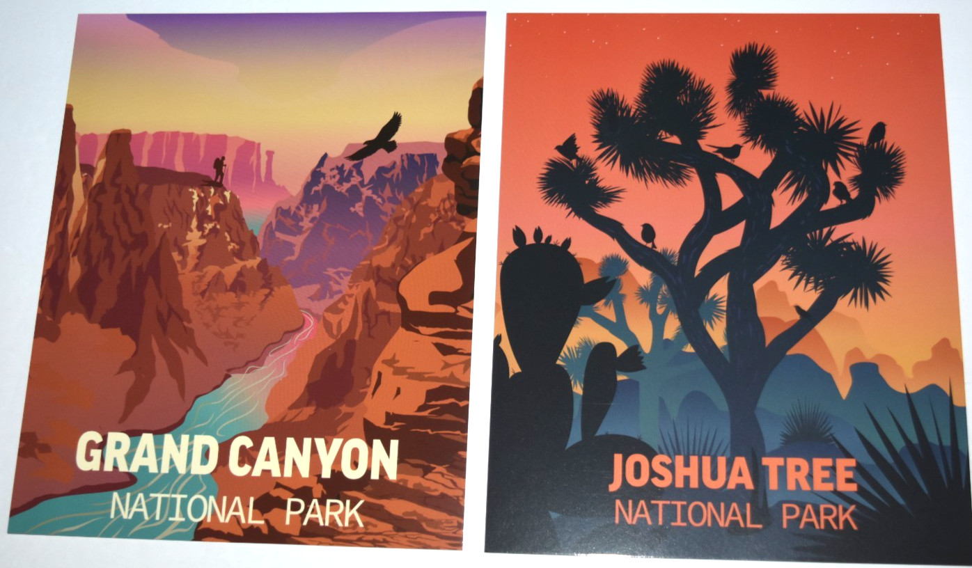 NPS COLOR TRAVEL POSTERS “GRAND CANYON & JOSHUA TREE NtL Park” (8.00″ x 9.75″)