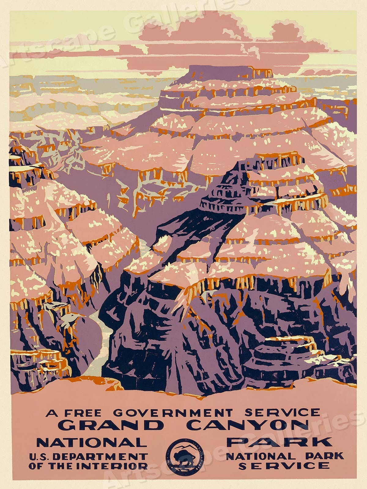 1930s Grand Canyon National Park Vintage Style WPA Travel Poster – 24×32