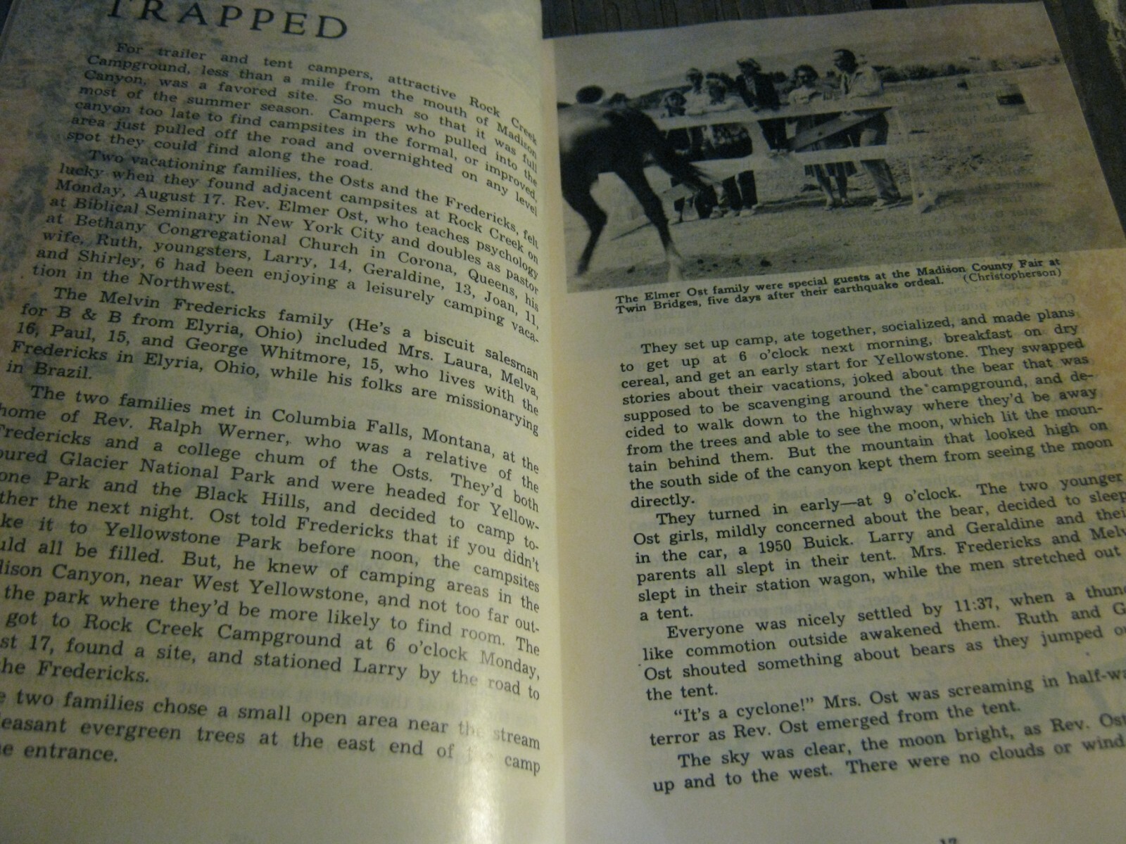 1962 Montana Yellowstone Earthquake book Night The Mountain Fell Christopherson