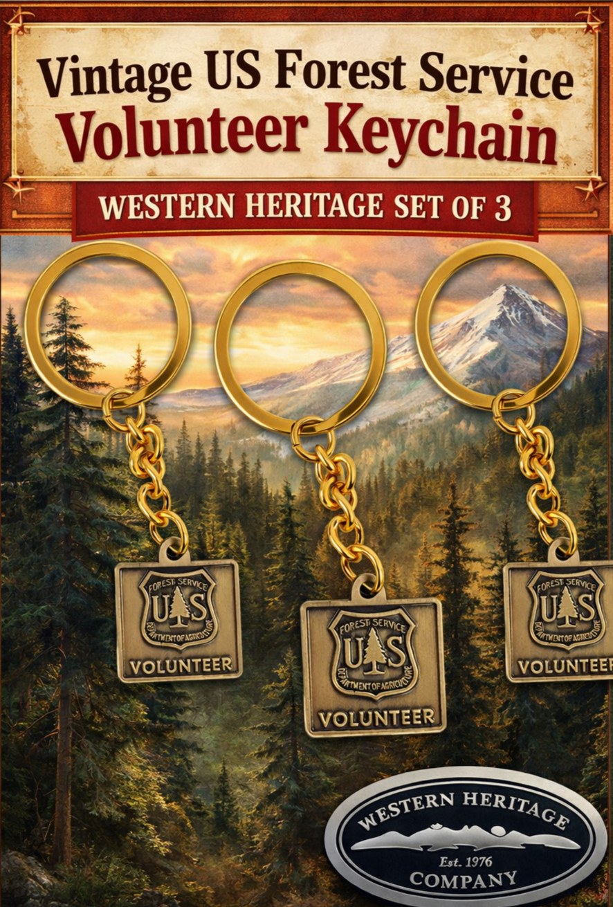 Vintage US Forest Service Volunteer Keychain Western Heritage Set of 3
