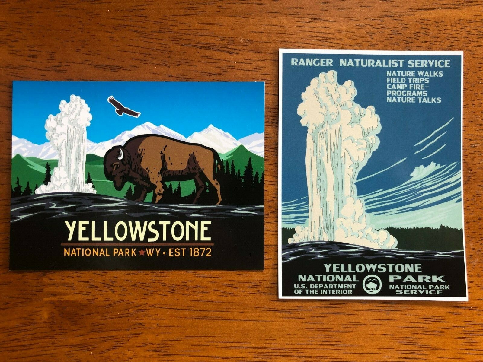 (2) Yellowstone US National Park Old Faithful Geyser 3″ x 4″ UV Decal Stickers