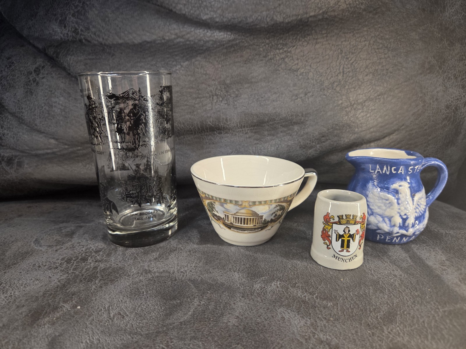 Vintage Travel Souvenir Lot Yellowstone Glass Western Germany Mug Lancaster Jug